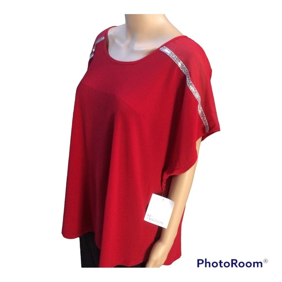 89th & Madison Red Blouse - Picture 2 of 7